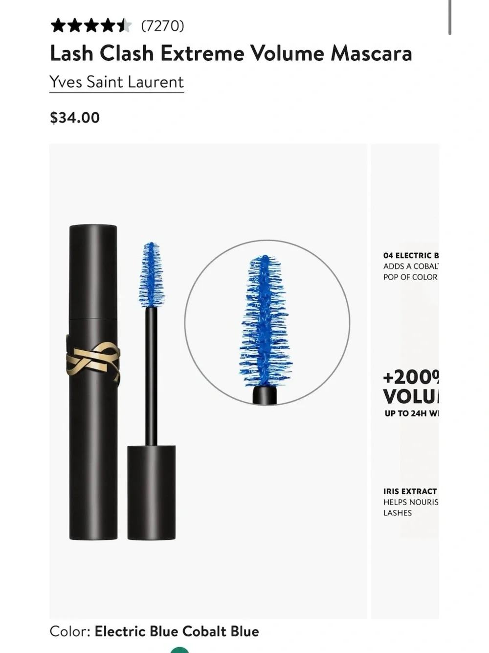 Lash Clash Extreme Volume Mascara Yves Saint Laurent Electric Blue Cobalt Blue